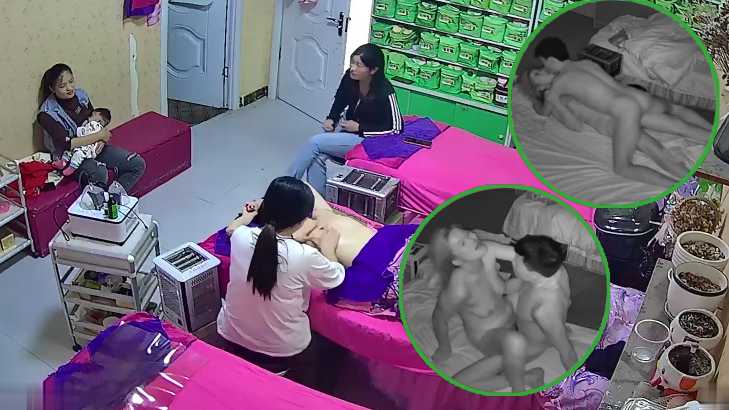 摄像头破解美容院白天美容，晚上操逼